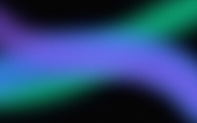 Fototapeta premium Intertwining green and blue light waves in abstract dark space with grainy texture for modern minimalist wallpaper