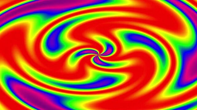 Multicolored psychedelic swirl pattern for rainbow artistic design projects suitable for backgrounds, prints, posters, and digital media creations.