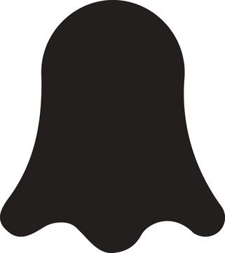 Simple minimalist ghost vector graphic illustration featuring a dark rounded spooky character silhouette isolated on a clean white digital background