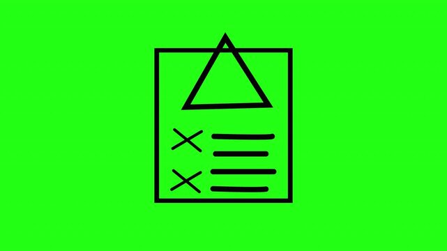 Document Error Warning Animation - Failed Upload Checklist Icon animation with Alert Triangle animation with alpha channel on transparent background in 4k .