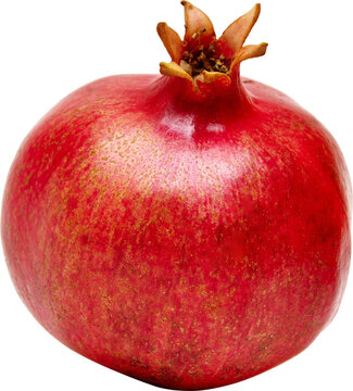 Ripe red pomegranate halved revealing arils and natural texture