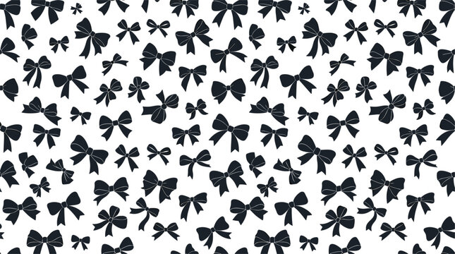 Black ribbon bow tie seamless pattern vector illustration on white background for fashion background design