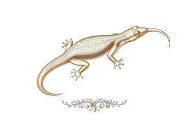 Naklejka premium Vintage golden lizard illustration on black background