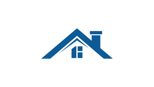 Minimalist Blue House Roof Logo Icon