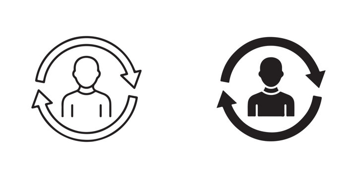 Circular Arrows Showing Reciprocal or Feedback Loop Concept with Human Silhouette Icons Isolated on Transparent Background