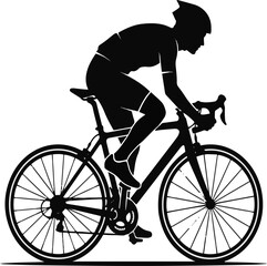 Fototapeta premium Bi -Cycle Riding vector art at silhouette with white background