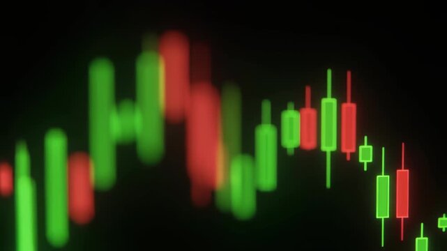 Stock Market Trading Chart with Growing Candlestick Patterns