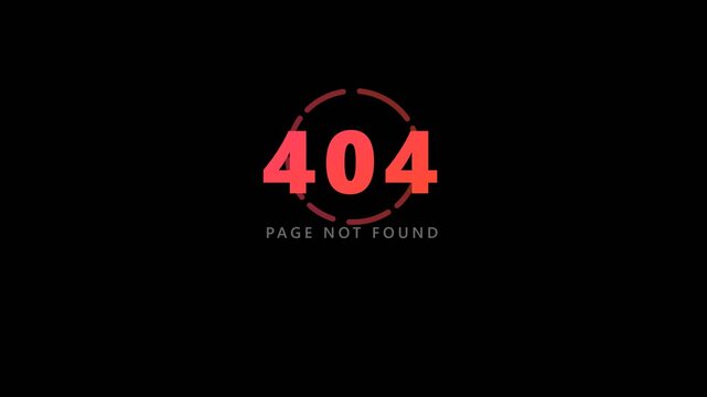 404 Page Not Found Error Warning with Rotating Dashed Circle Animation, Seamless Loop Website Server Problem Visual Effect, Digital UI Layout for Broken Link and Maintenance Web Design Graphic
