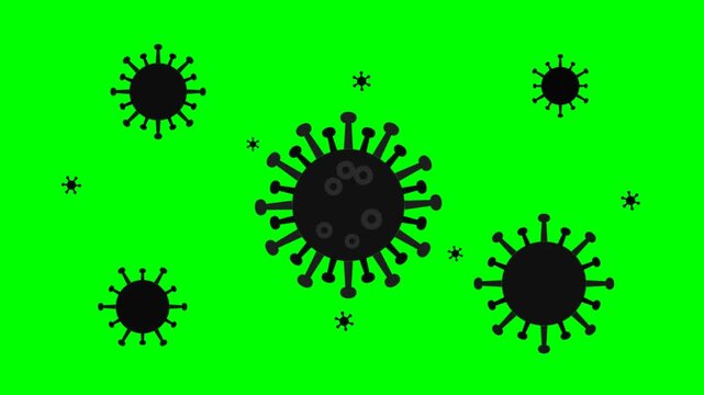 Animated Coronavirus Particles on a Green Screen Background.