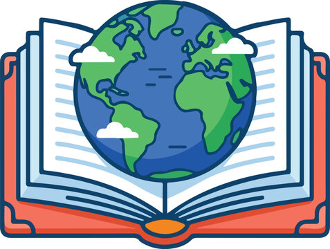 Open Book Globe Planet Earth Global Education Vector Icon