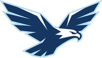 Obraz premium Blue Eagle Bird Flying Isolated on White Background, Graphic Design