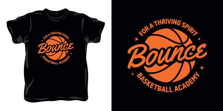 Bounce basketball academy logo design with orange ball for athletic training spirit.