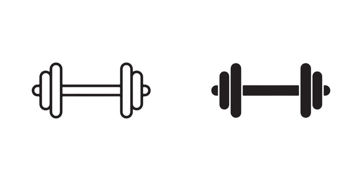 Dumbbell Icons Showing Different Weight Plates for Fitness and Exercise Designs
