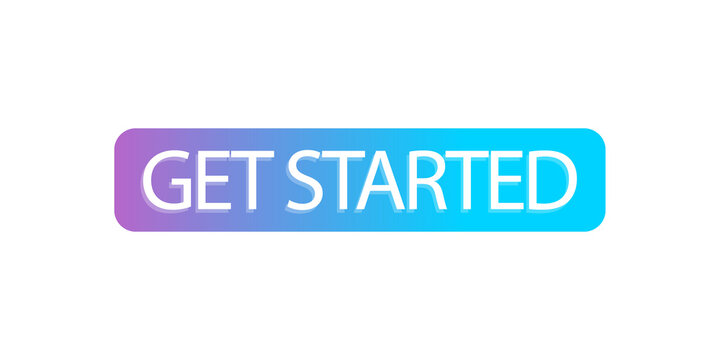 Gradient get started button isolated on transparent background