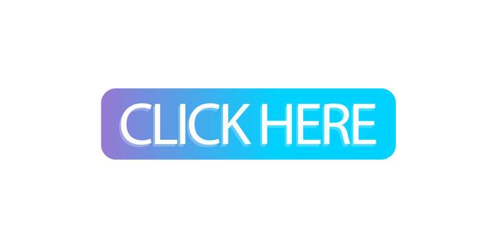 Blue gradient click here button isolated on transparent background