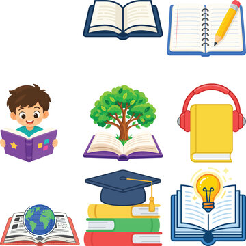 Education Vector Icon Collection for Reading and School Designs