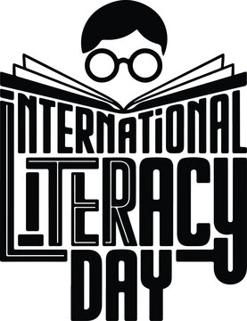 Bold International Literacy Day Vector Emblem Logo Design