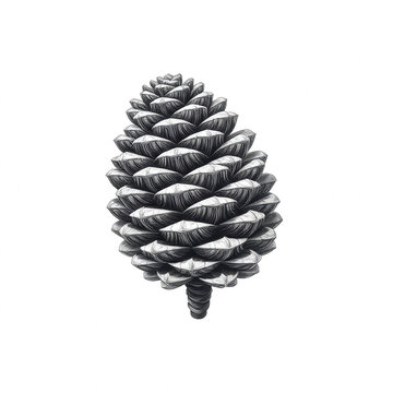 Stylized monochrome pine cone illustration