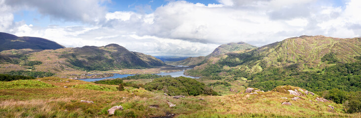 Fototapeta premium Panorama from Ladies View viewpoint, Ireland