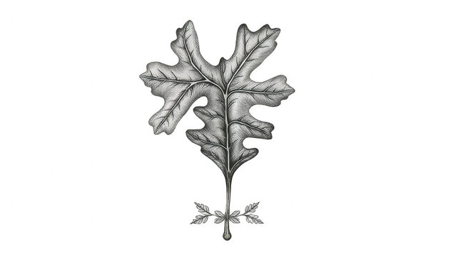 Vintage style hand drawn oak leaf botanical illustration