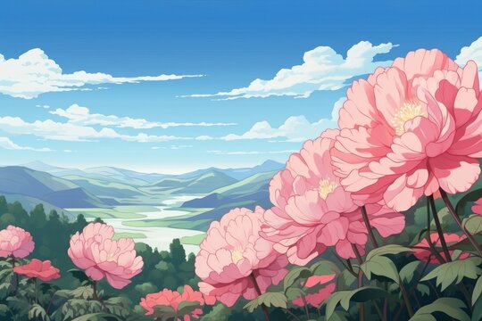 Peony landscape outdoors nature.