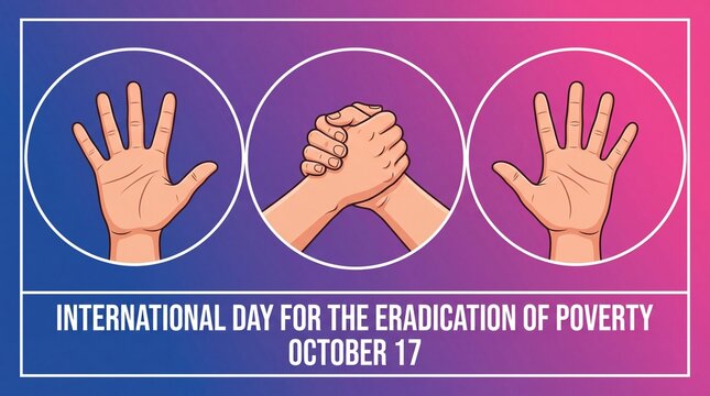 International day for the eradication of poverty awareness poster with hands in circles design