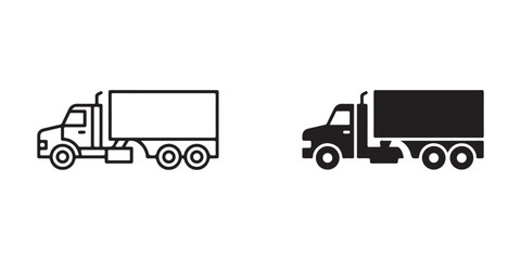 Fototapeta premium semi trucks with contrasting cargo box designs isolated on transparent background for graphic use