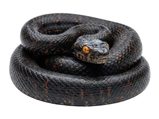 Obraz premium Black snake with orange spots coiled up 