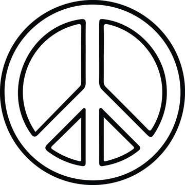 Classic Peace Symbol Outline Vector Icon Illustration