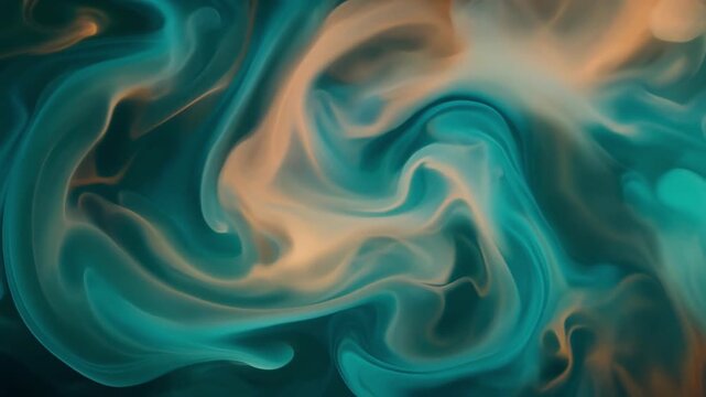 Abstract Flowing Smoke Texture Orange Teal Swirls Liquid Motion Background