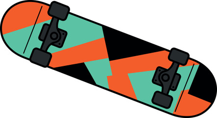 Modern Skateboard Vector Illustration with Colorful Geometric Pattern Design Isolated on White Background for Extreme Sports Icons, Graphics, and Posters © monoara