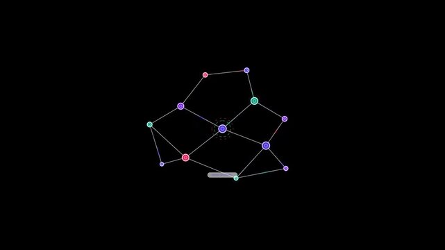 Abstract geometric network with glowing nodes and connections.