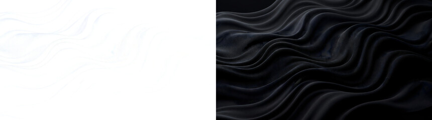 Fototapeta premium Dark fabric ripple texture flowing in smooth silky waves for elegant luxury design in PNG, Transparent and Black Background Versions