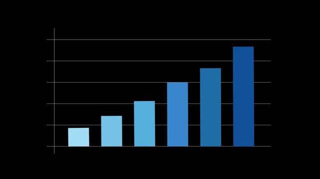 Blue Business Growth Bar Chart Animation on Black Background