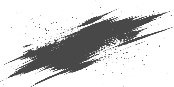 Abstract black ink splat and grunge paint splashes with dark liquid spray textures on isolated background for artistic design vector element