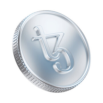 Silver Tezos XTZ Cryptocurrency Coin 3D Render Illustration
