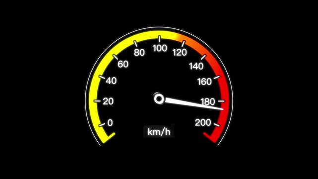 Car Speedometer Gauge Animation with Rising Needle and Speed Indicator