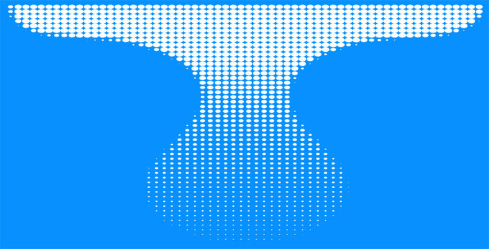 Abstract Blue Hourglass Shape with Halftone Dots and Negative Space