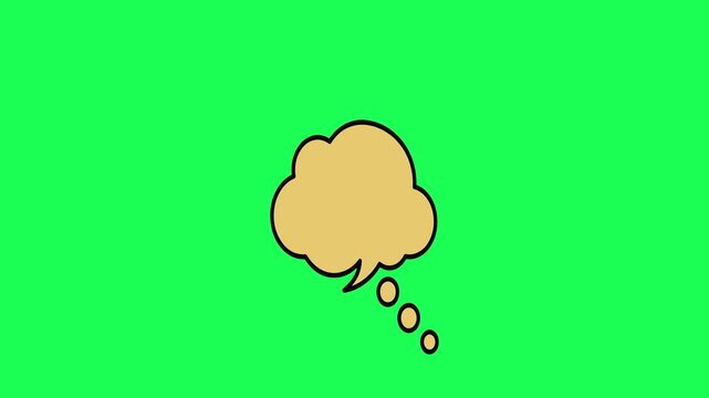 Beige thought bubble icon isolated on a bright green background