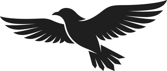 Fototapeta premium Silhouette of a bird in flight against a white background
