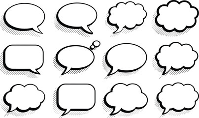 Fototapeta premium Speech bubble vector icons, chat cloud symbols for communication, messaging, dialogue, online conversations, websites and mobile interface design.