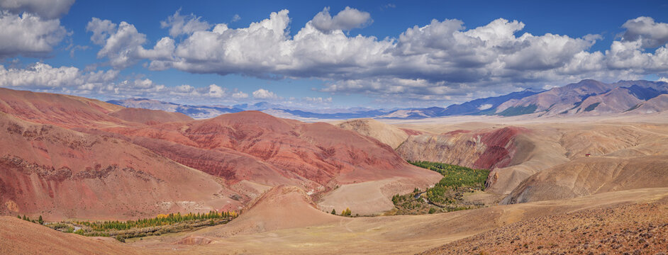 Dry Mongolian landscapes of the south of Altai, panoramic