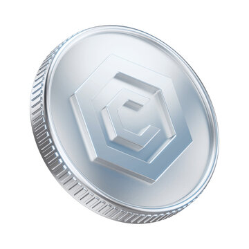 Silver Cronos CRO Cryptocurrency Coin 3D Render Illustration
