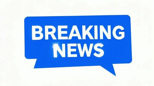 Breaking News Speech Bubble with Blue 3D Chat Icon on White Background