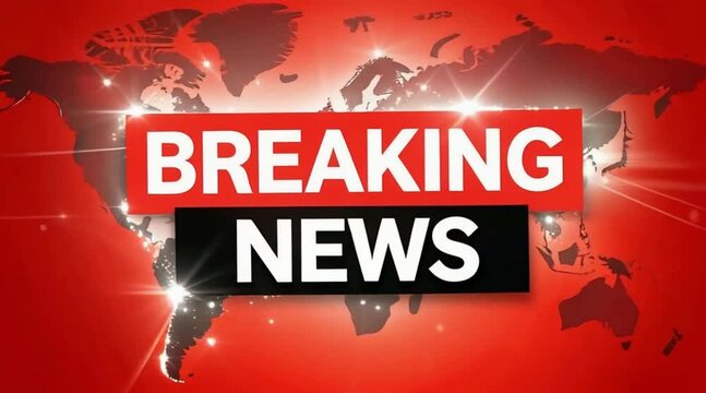 Breaking News Red Background with Global World Map and Headlines