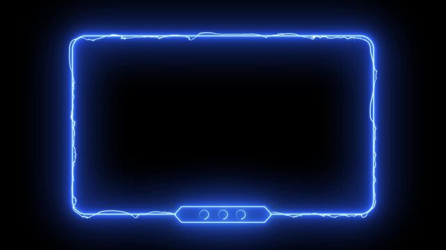 Electric Blue Neon Webcam Frame Stream Overlay Loop Animation