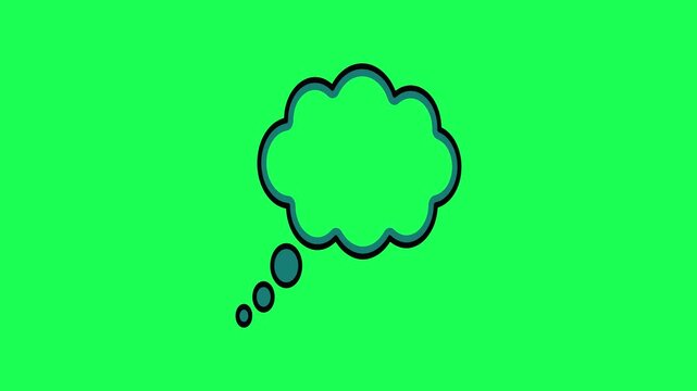 A simple cartoon style thought bubble on a green background