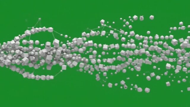 Abstract 3D Floating White Cubes Stream Big Data Blockchain Network Background