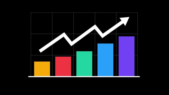 Growing Bar Chart and Arrow Graph Animation for Business Growth