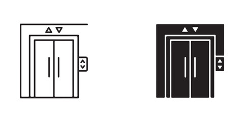 Obraz premium Elevator Door Icons Showing Open and Closed Positions with Direction Arrows for User Interface Design